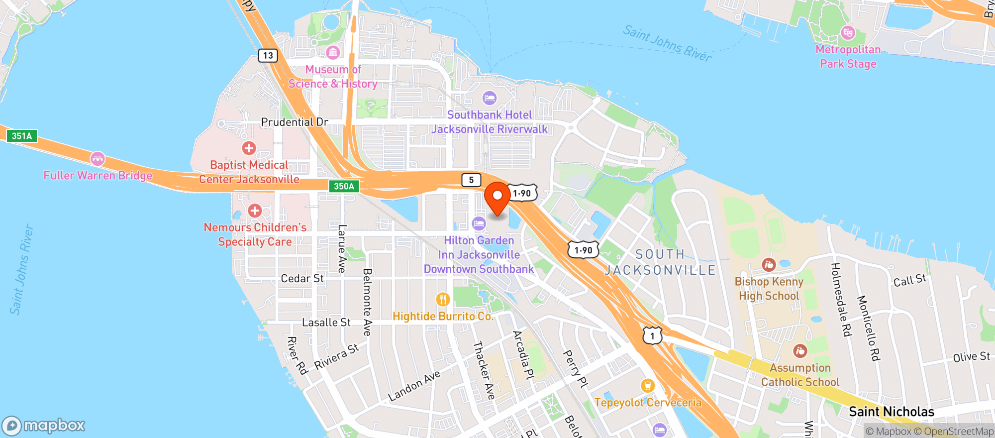 Map showing Hilton Garden Inn
