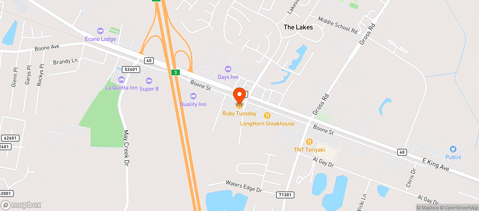 Map showing Ruby Tuesdays #4509 (blk)
