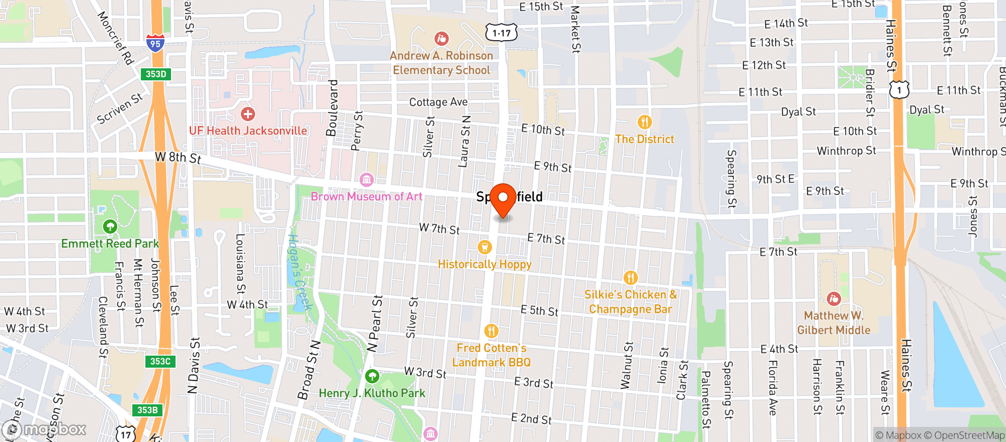 Map showing Stumpy's Jax