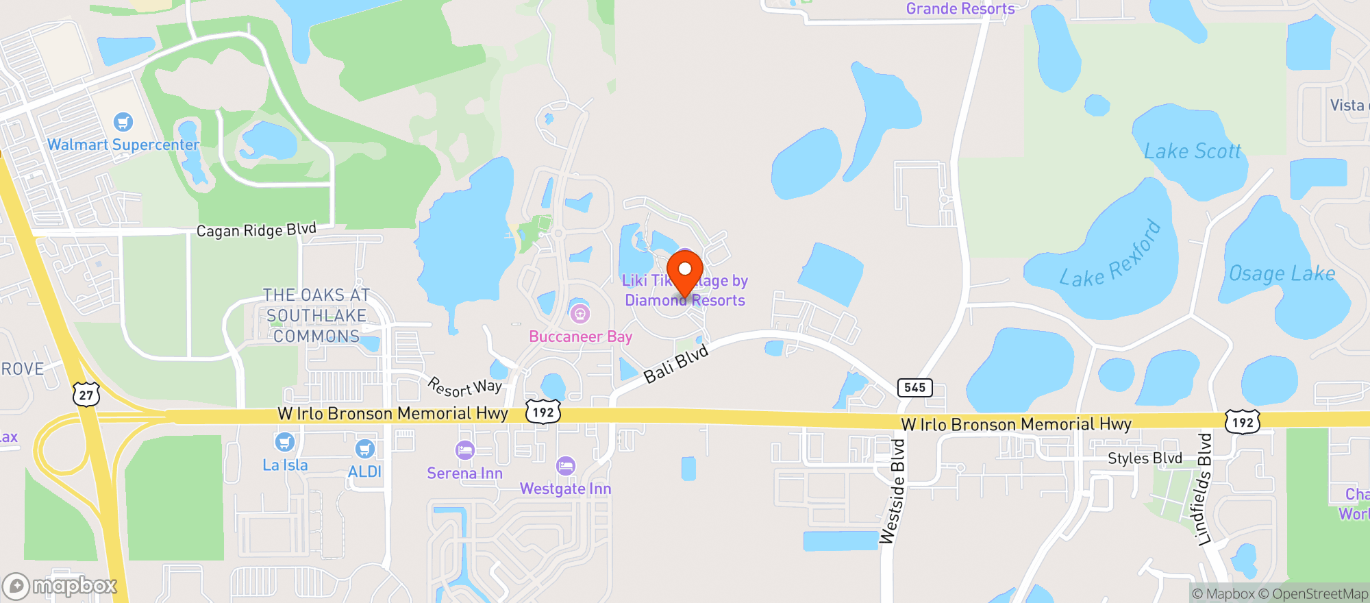 Map showing Hilton Grand Vacations Club