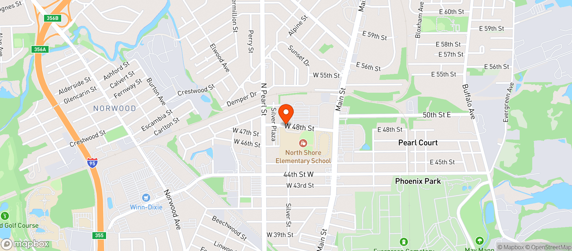 Map showing Harveys Supermarket