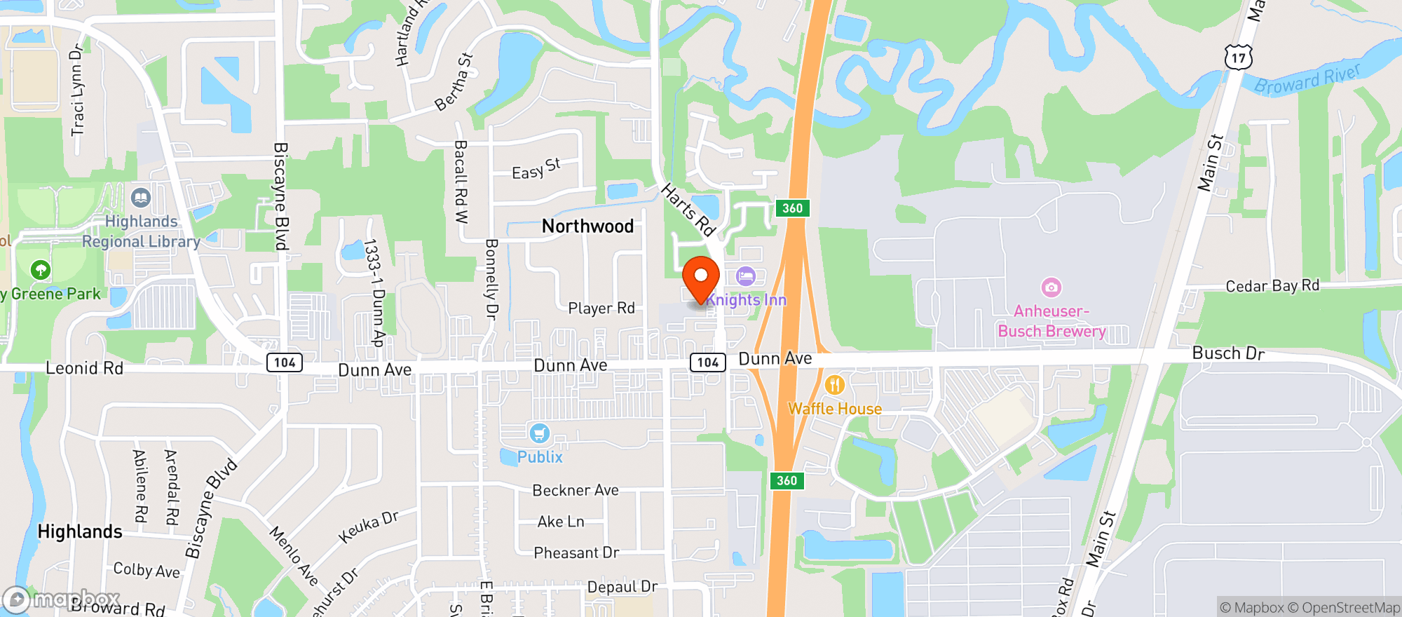 Map showing Sonnys Food Mart #5 (harts Rd)