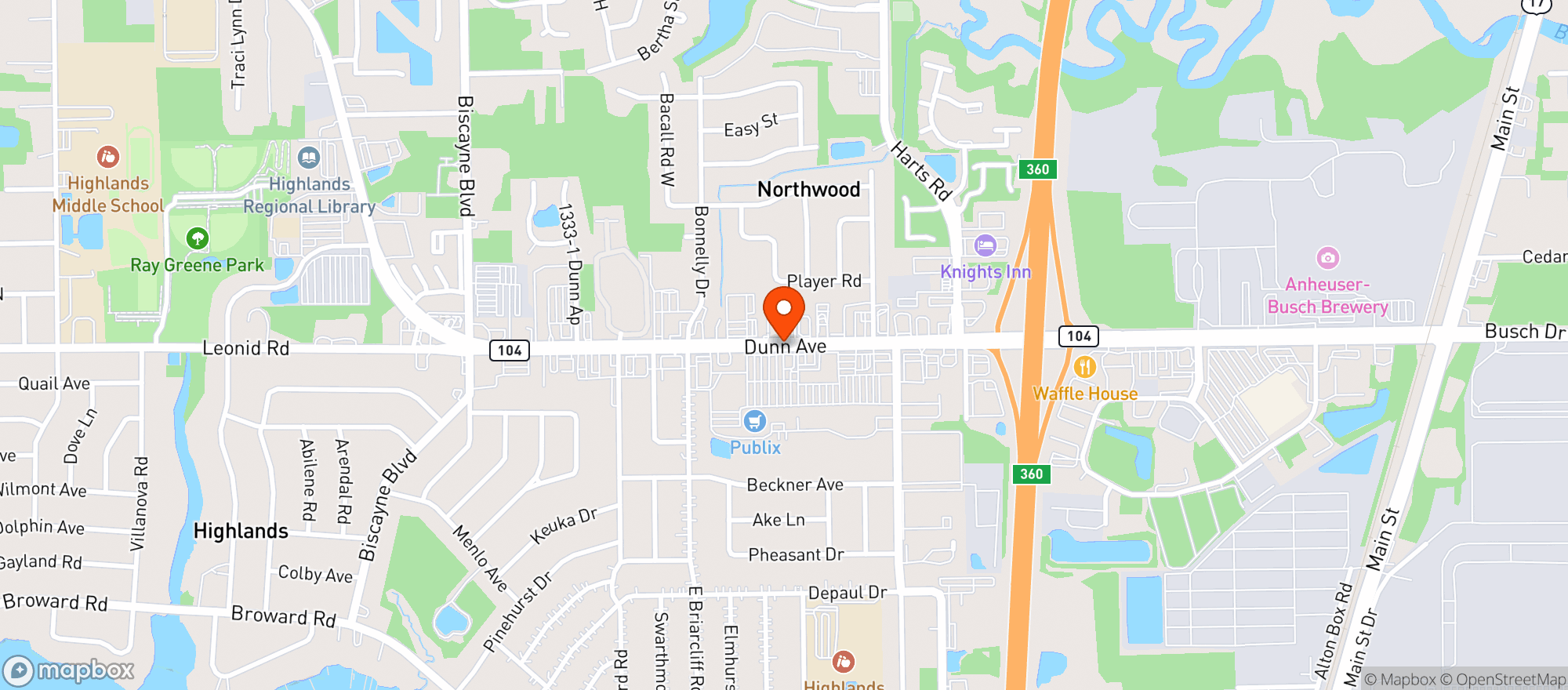 Map showing Publix Super Market
