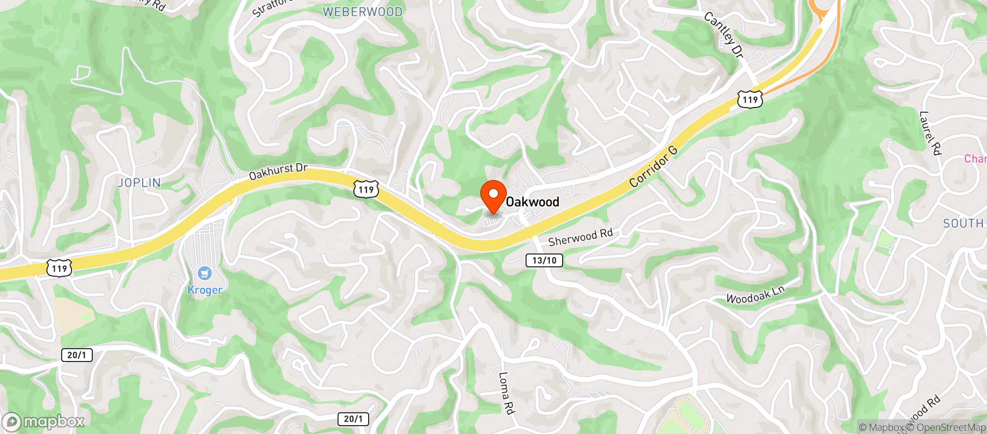 Map showing Kroger