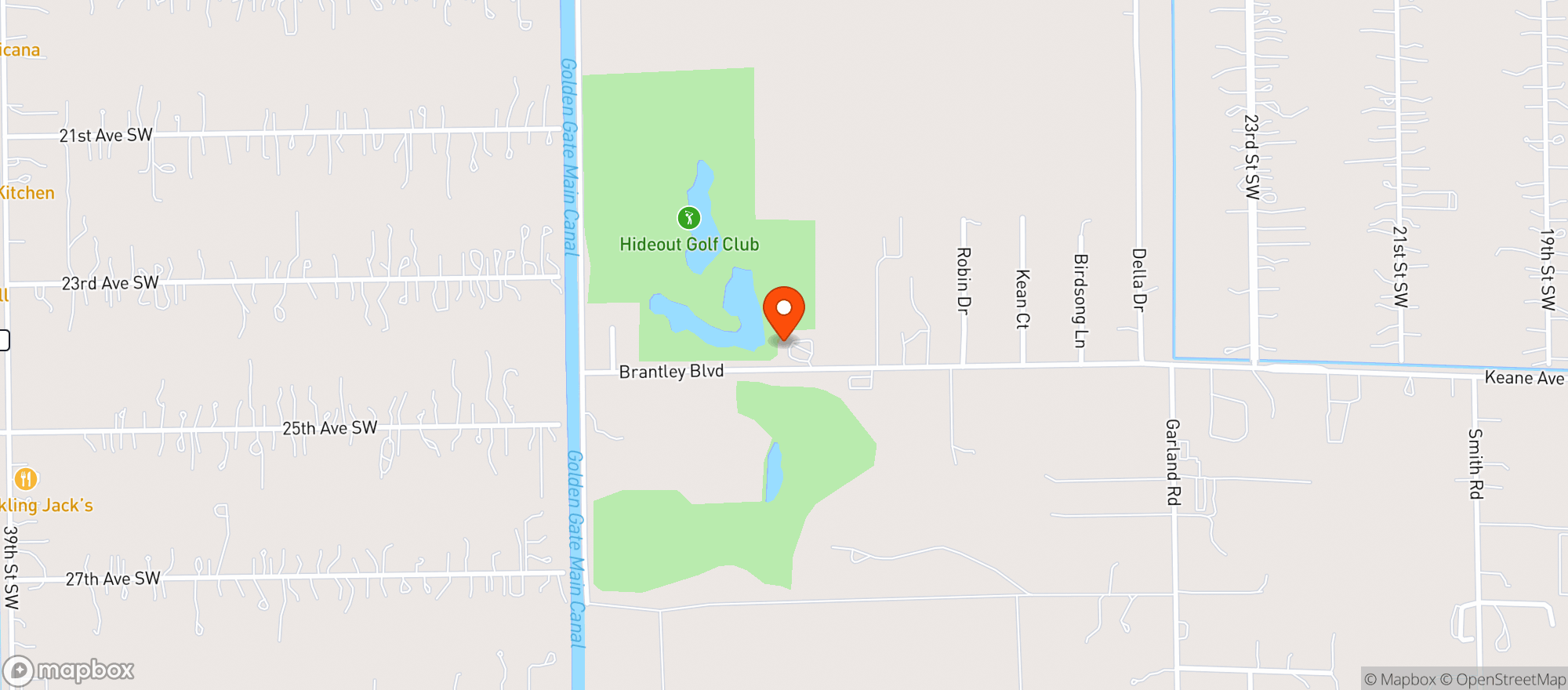 Map showing Hideout Golf Club