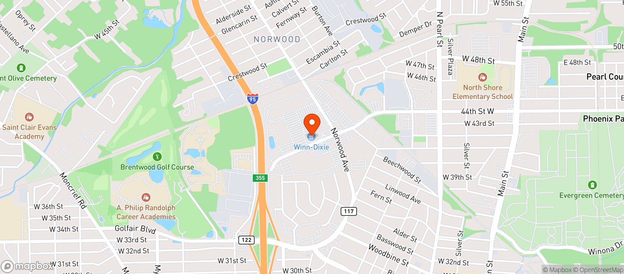 Map showing Winn Dixie