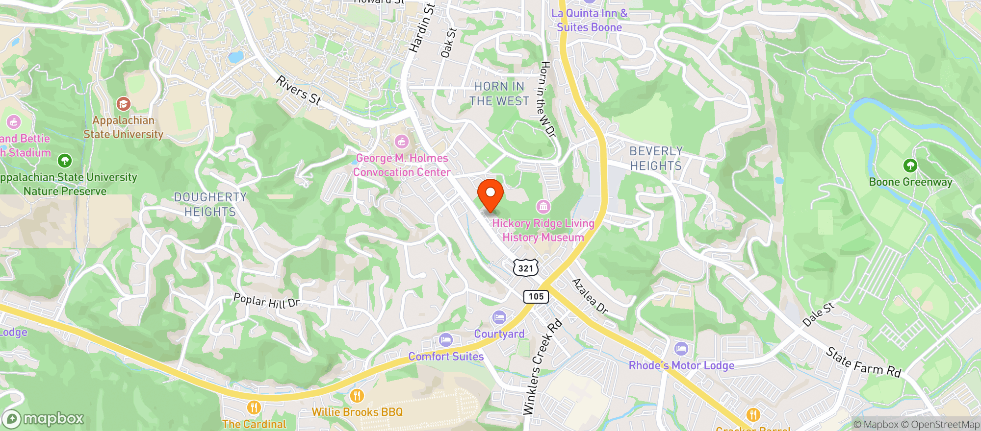 Map showing Kangaroo Express 2720141 (Boone)