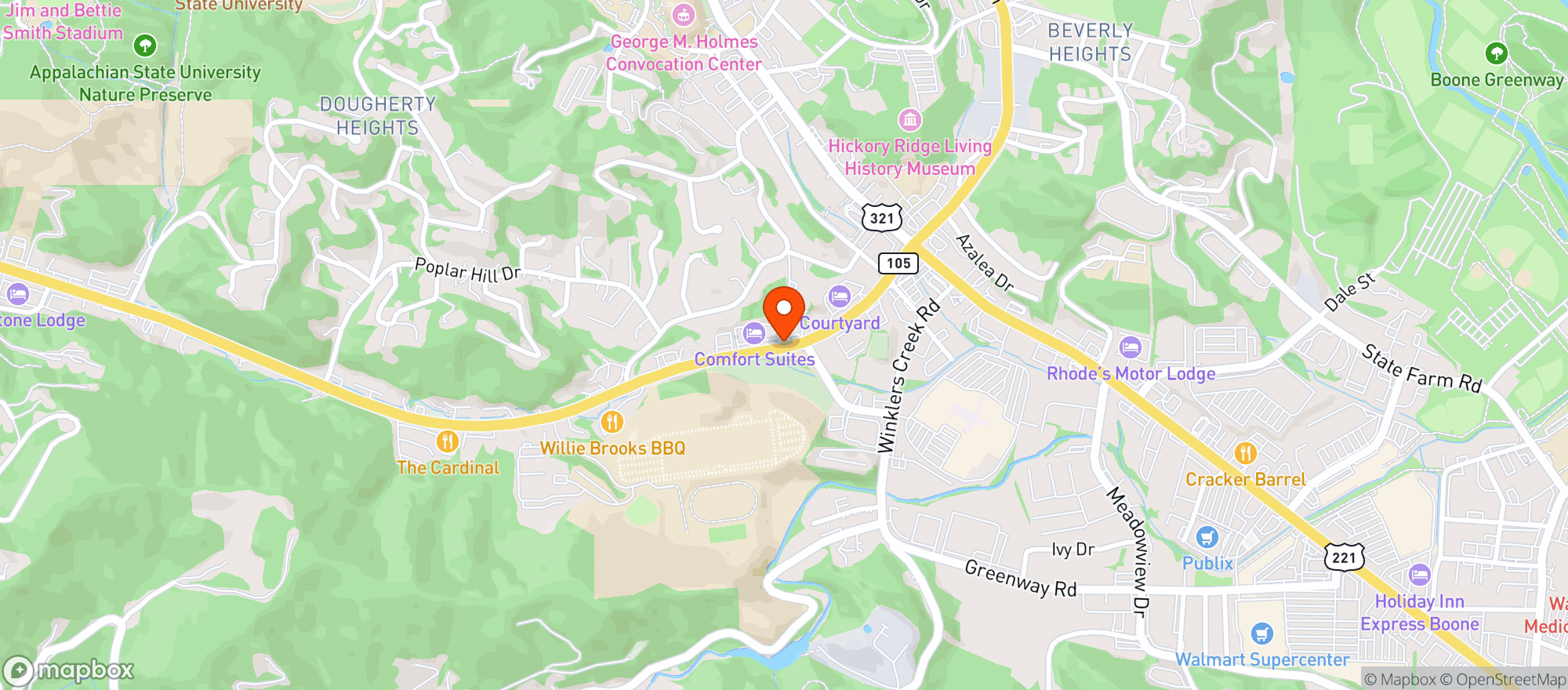 Map showing Peabodys Wine & Beer Merchants