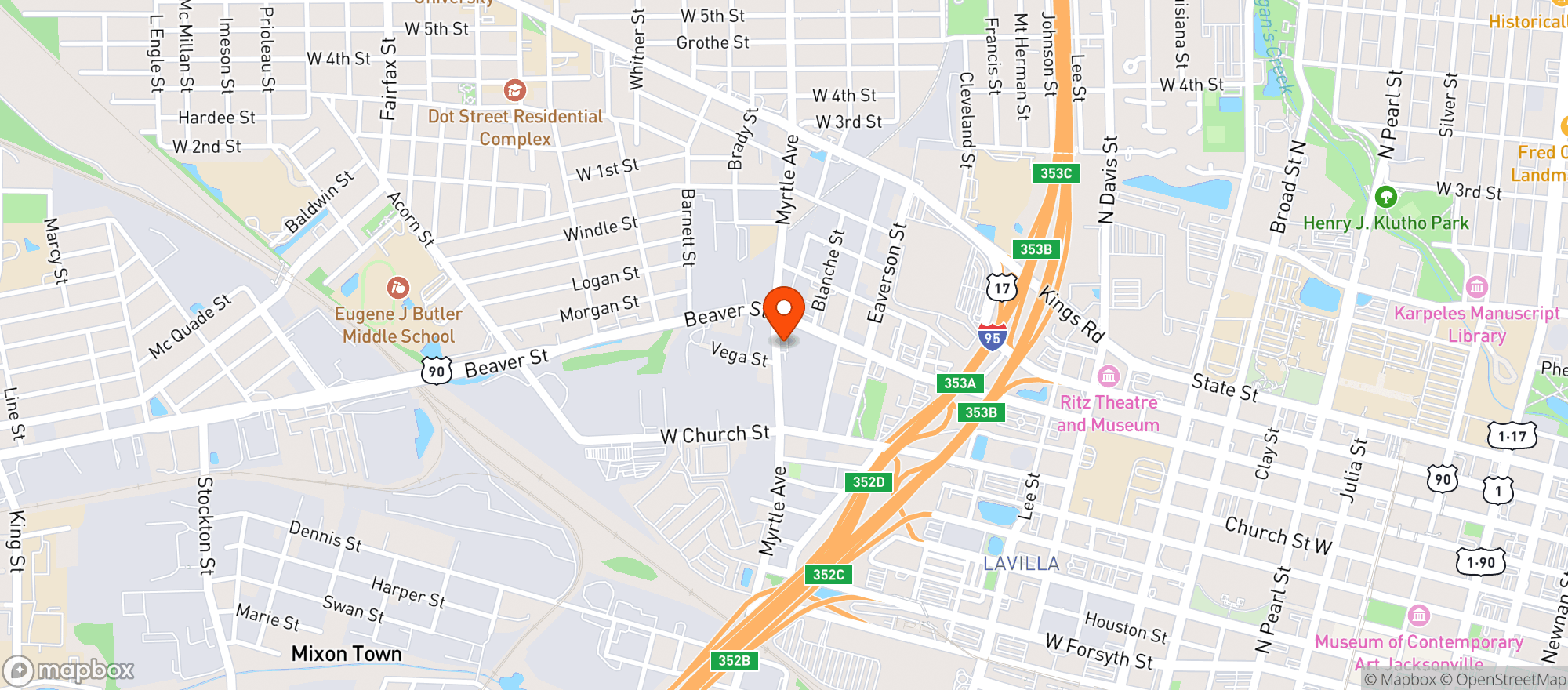 Map showing Myrtle Avenue Brewing