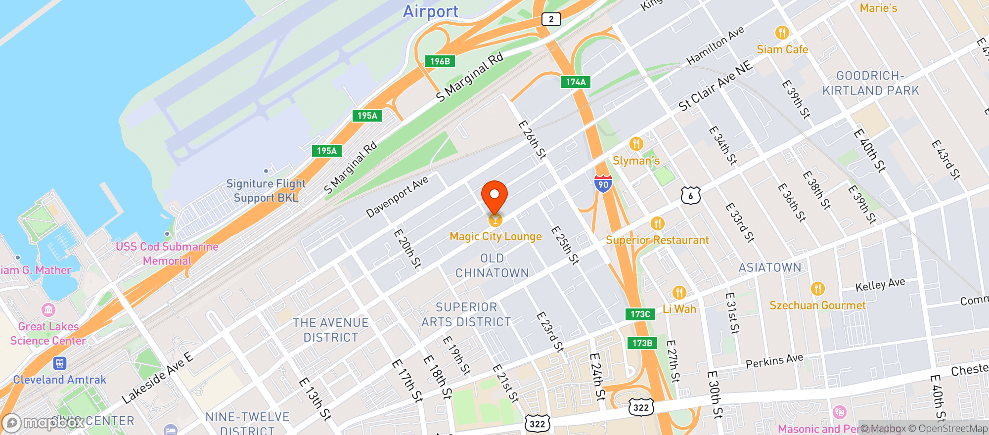 Map showing Magic City Lounge