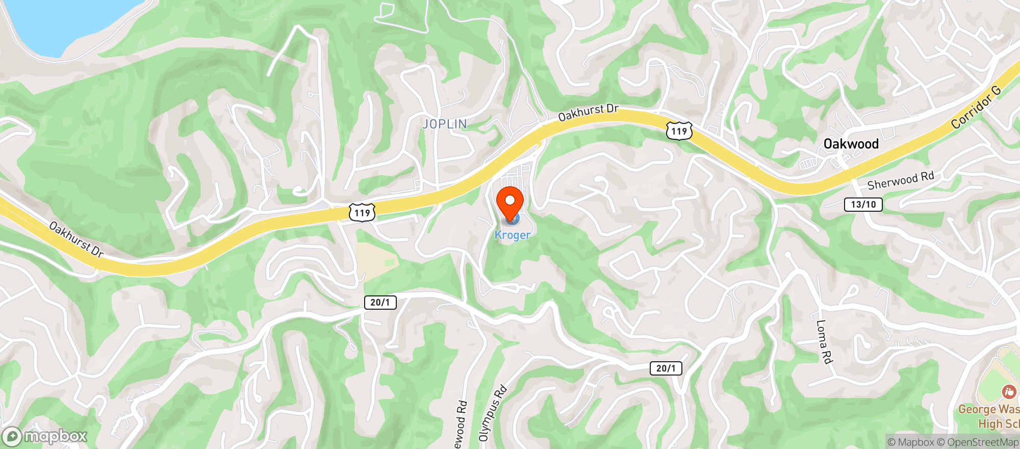 Map showing Kroger