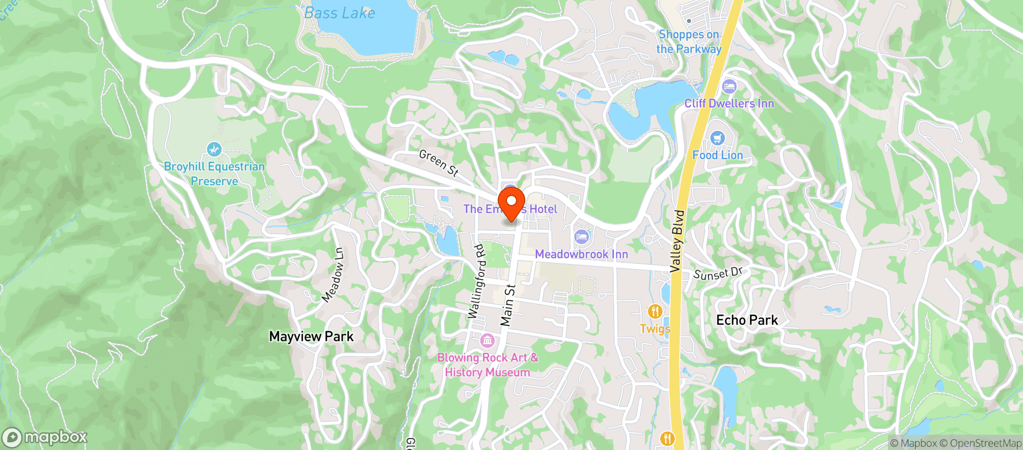 Map showing Blowing Rock Market