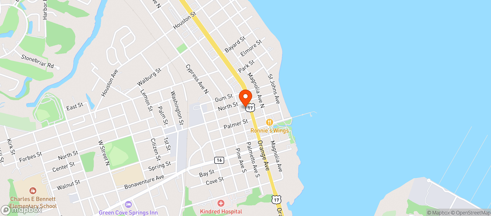 Map showing Green Cove Food Store