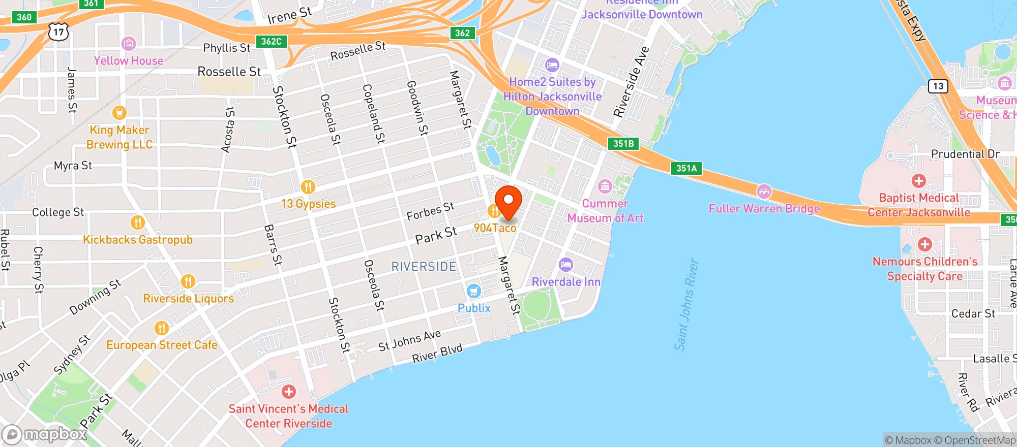 Map showing Taqueria Cinco