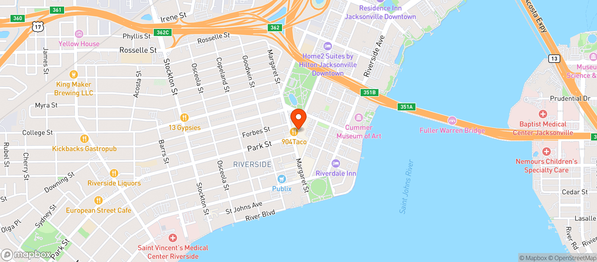 Map showing Hawkers Asian Street Food