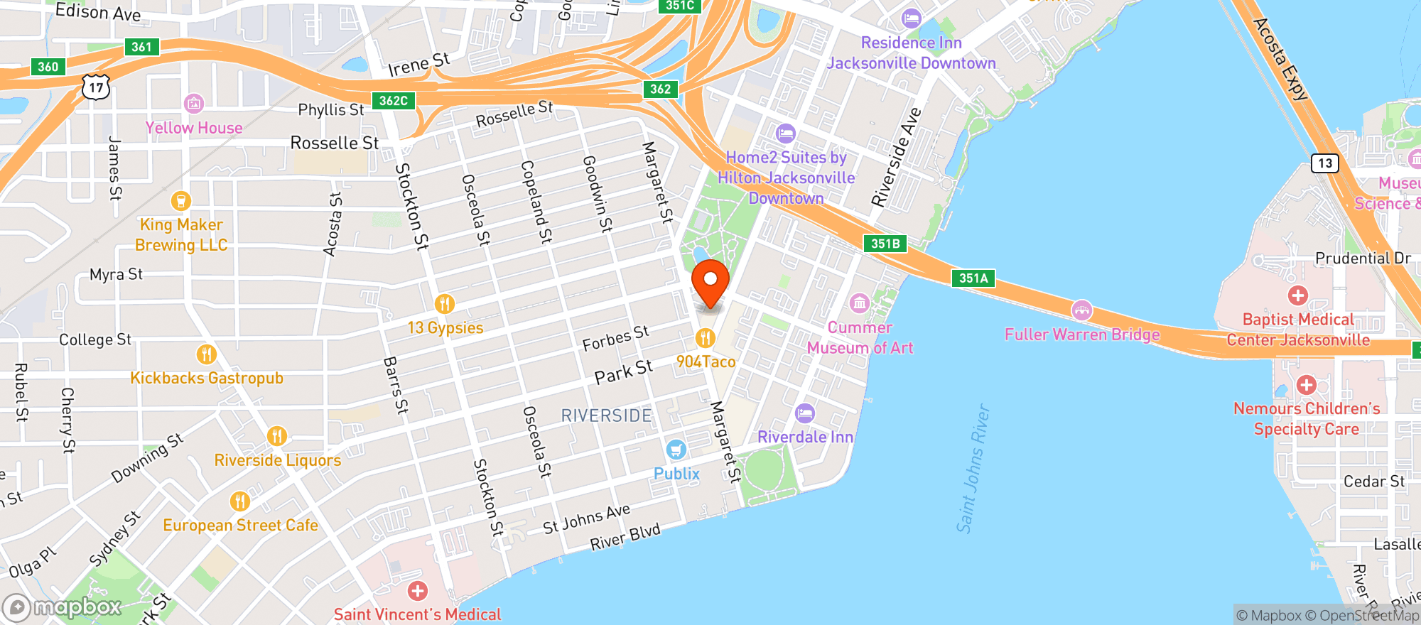 Map showing Five