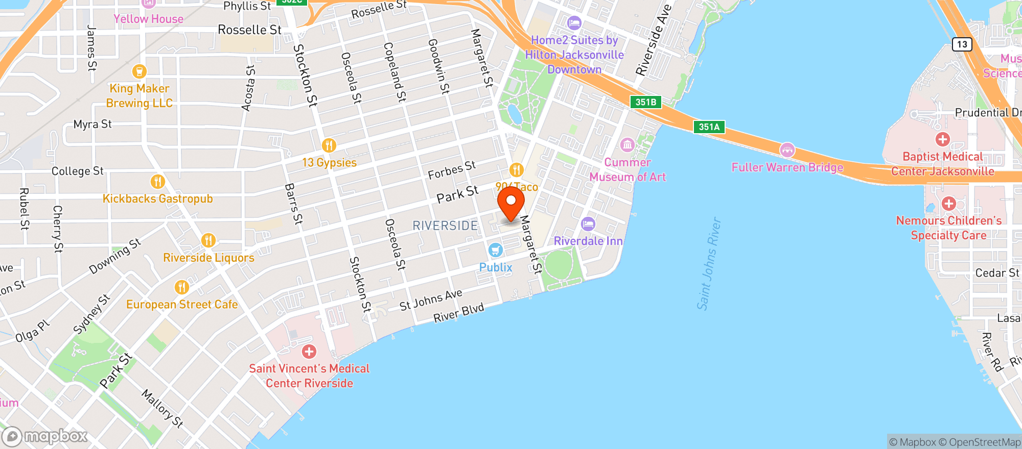 Map showing Als Pizza