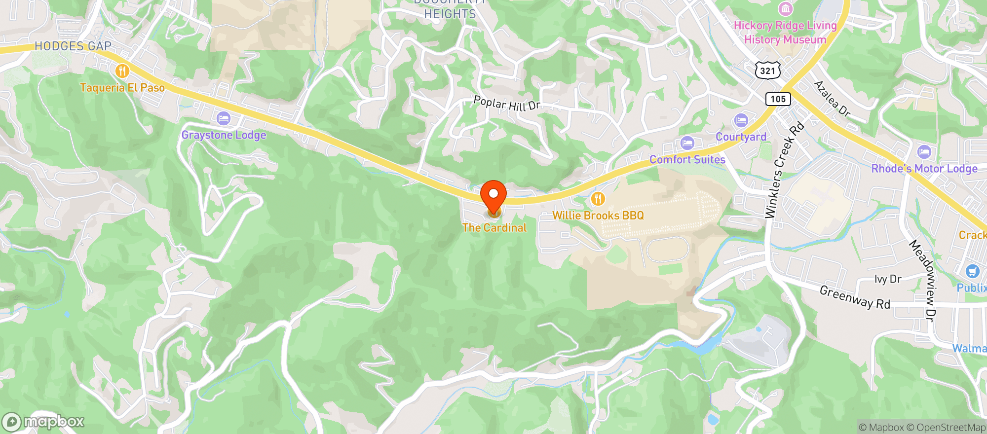 Map showing The Cardinal