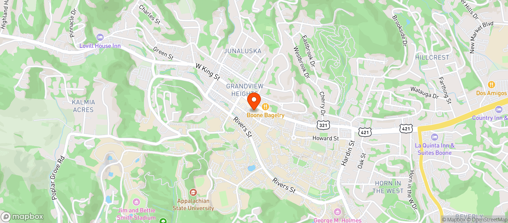 Map showing Appalachian Theatre
