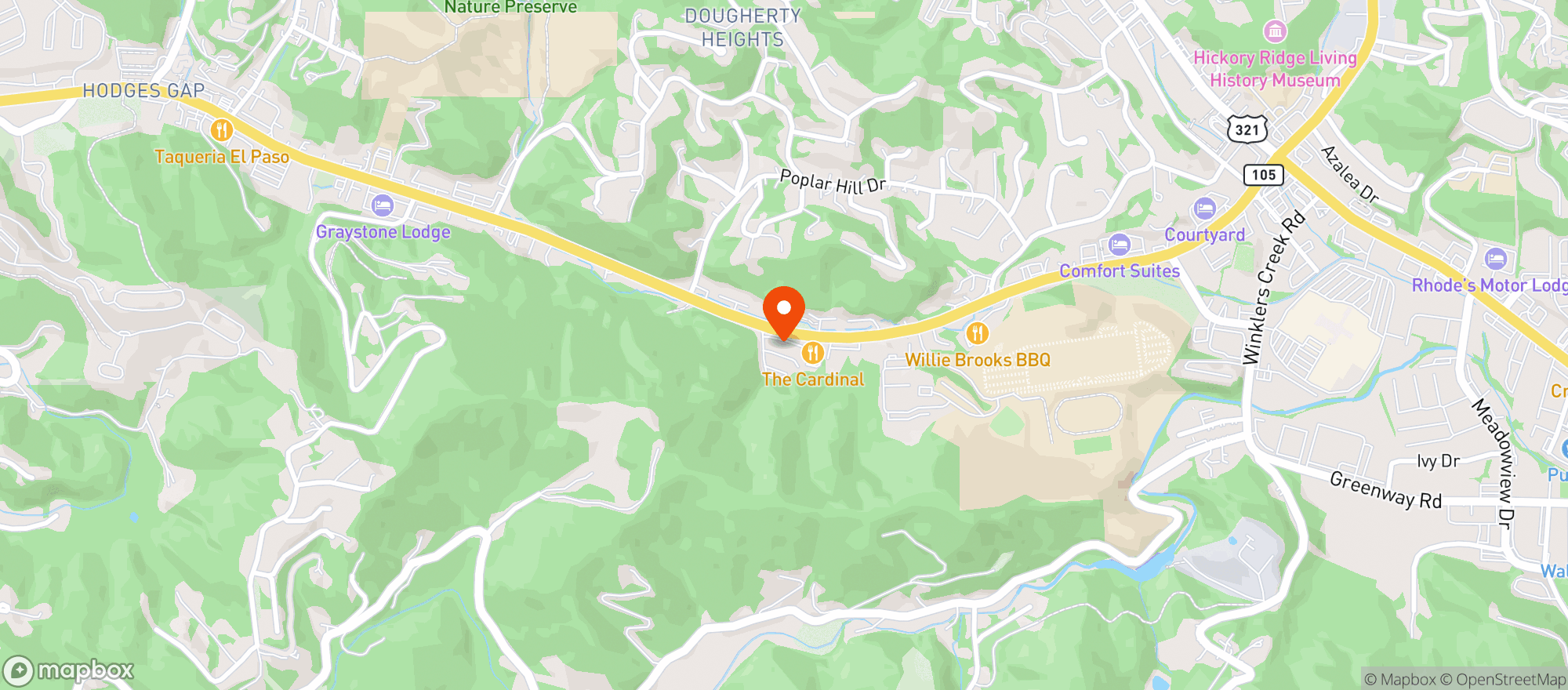 Map showing Beacon Events and Catering