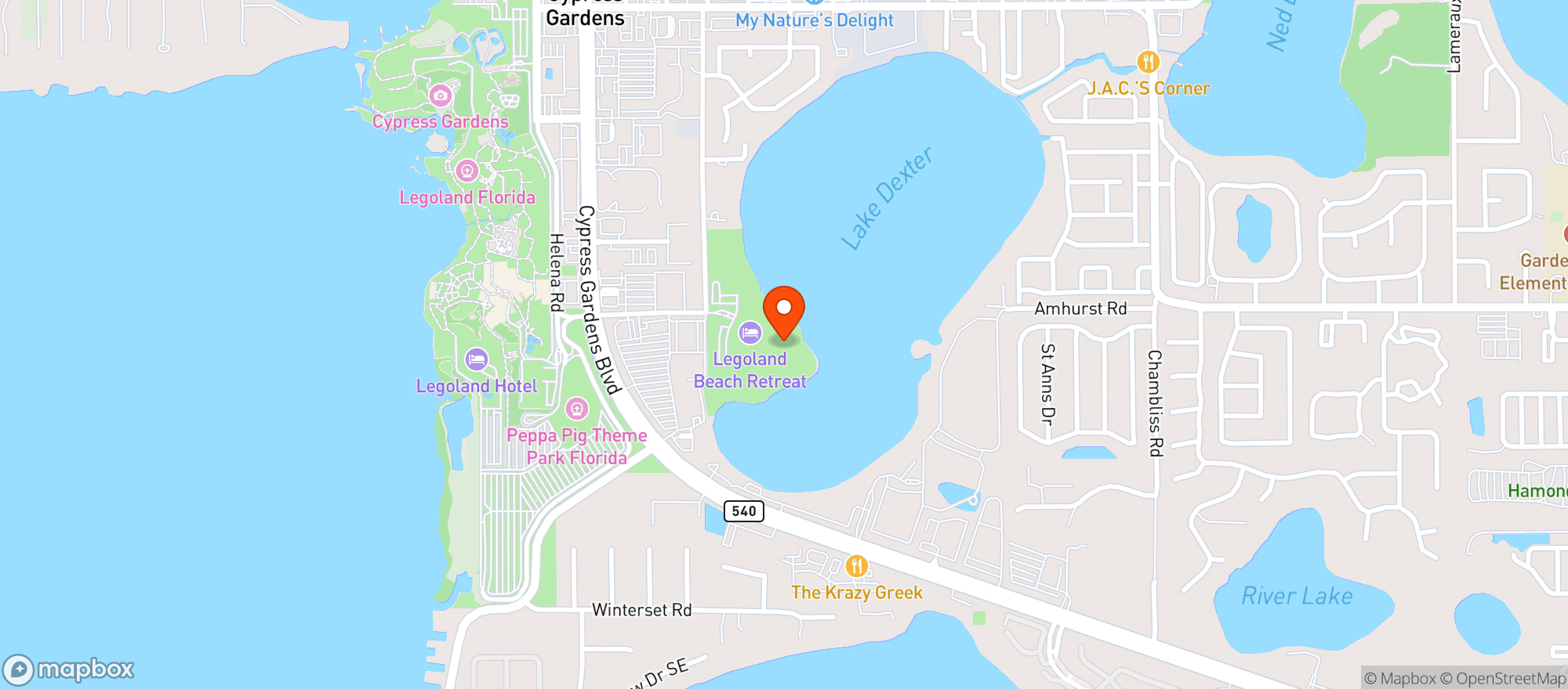 Map showing Legoland Beach Retreat