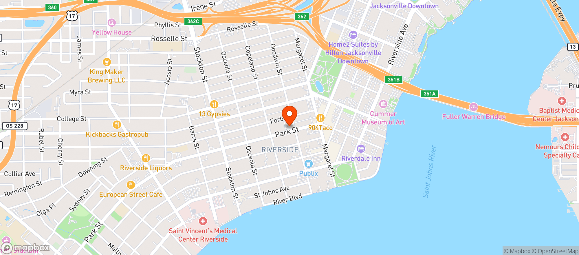 Map showing Wildcrafters Booze-free & Kava Bar