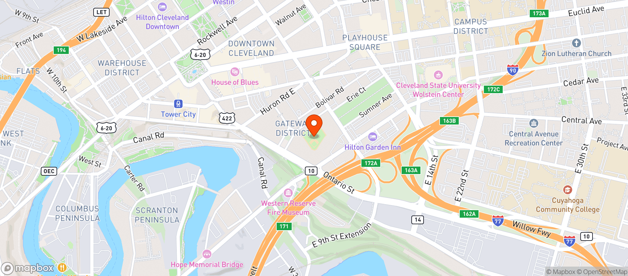 Map showing Progressive Field
