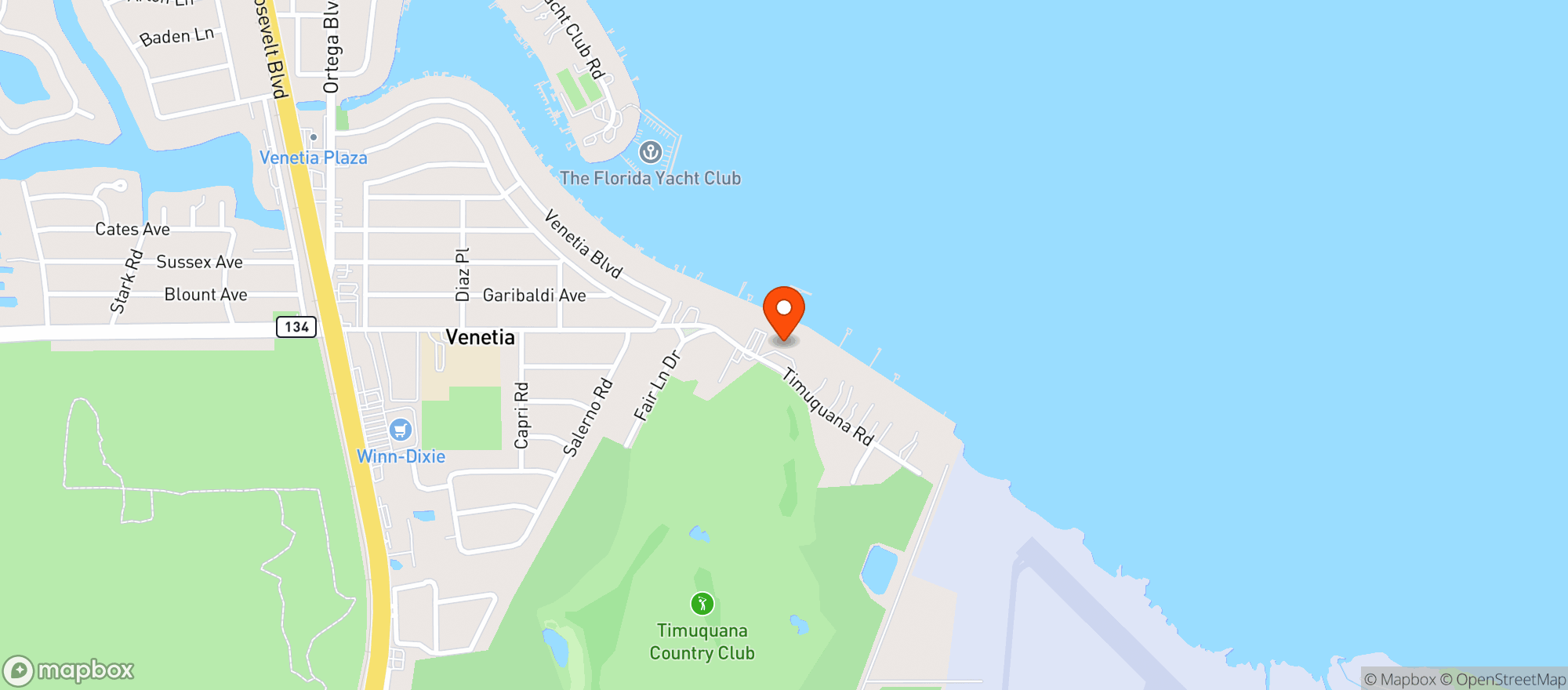Map showing Timuquana Country Club