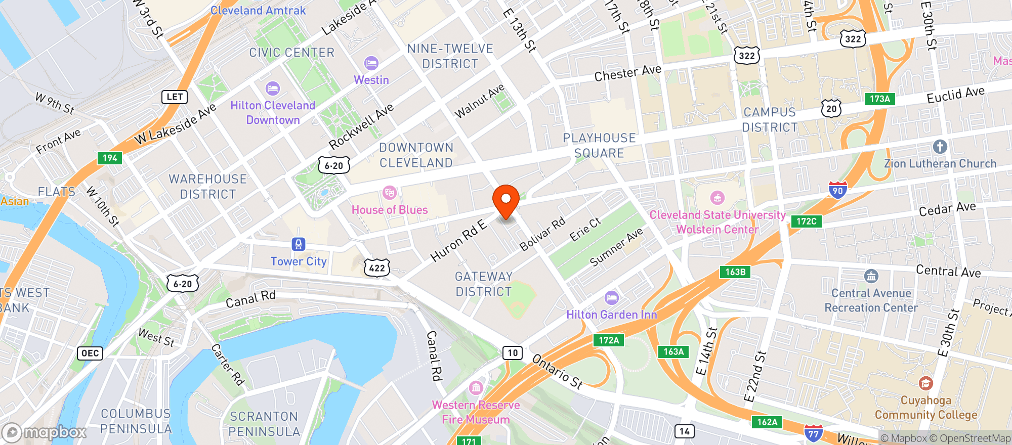 Map showing Clevelander Bar & Grill