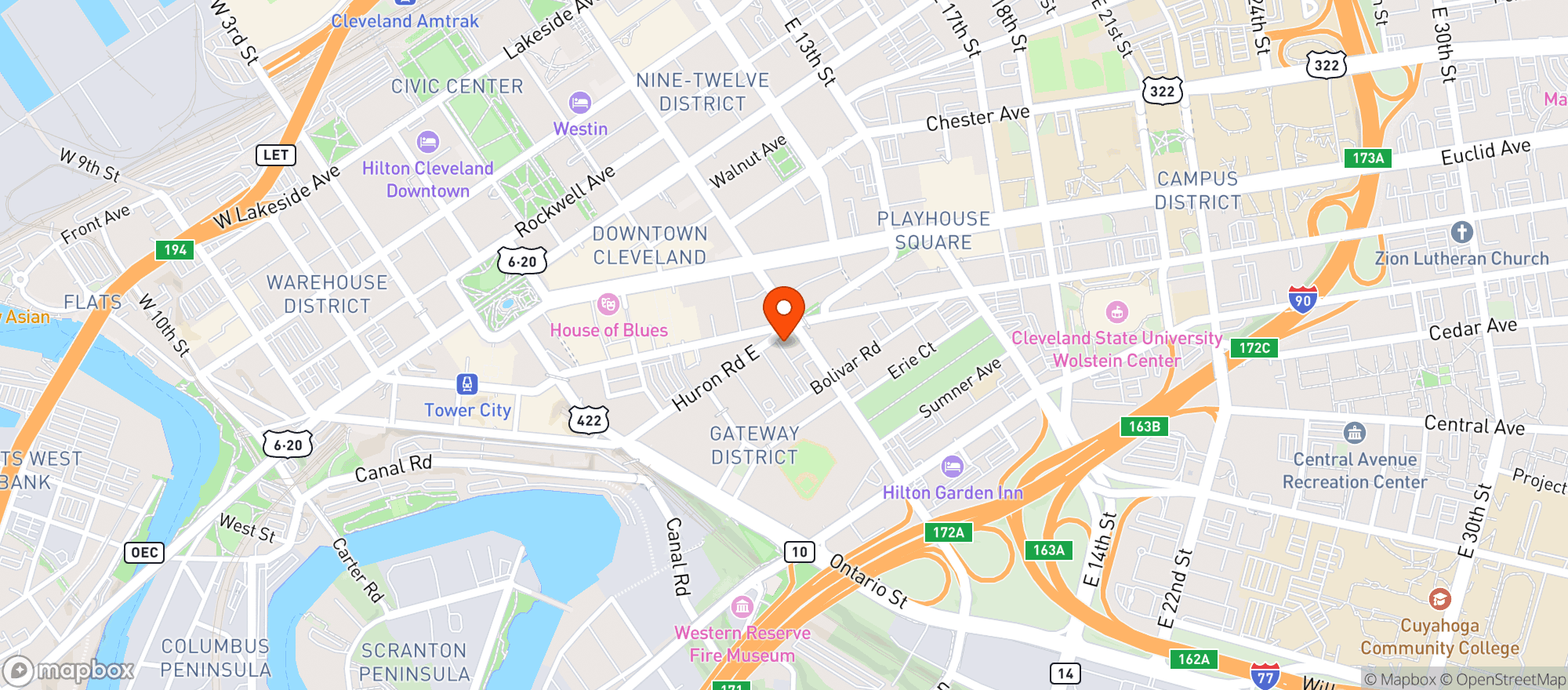 Map showing Aj Roccos Restaurant & Bar
