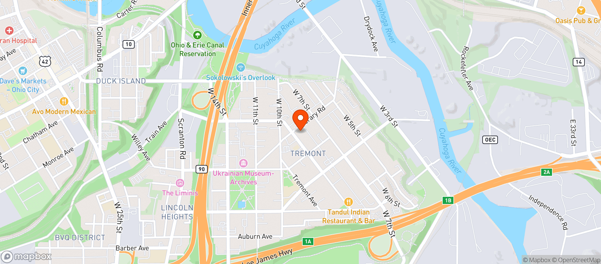 Map showing Dante - Tremont