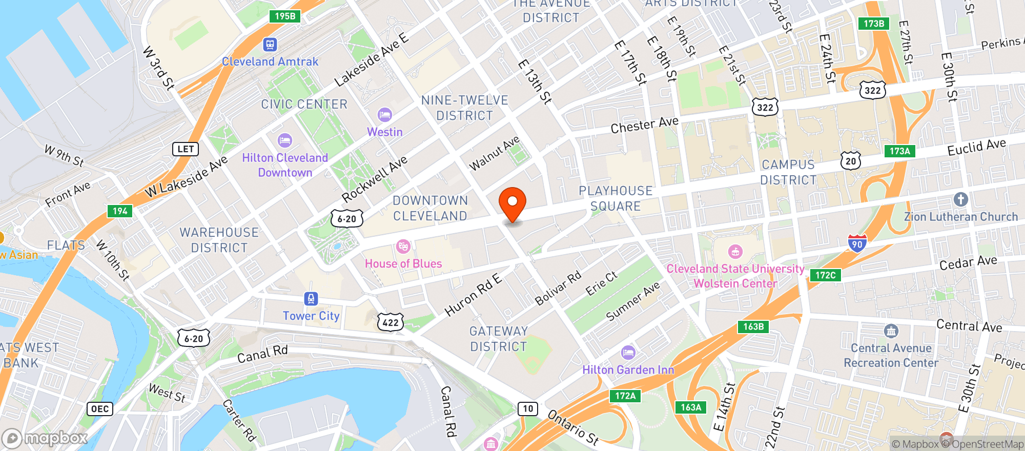 Map showing Heinen's of Downtown Cleveland