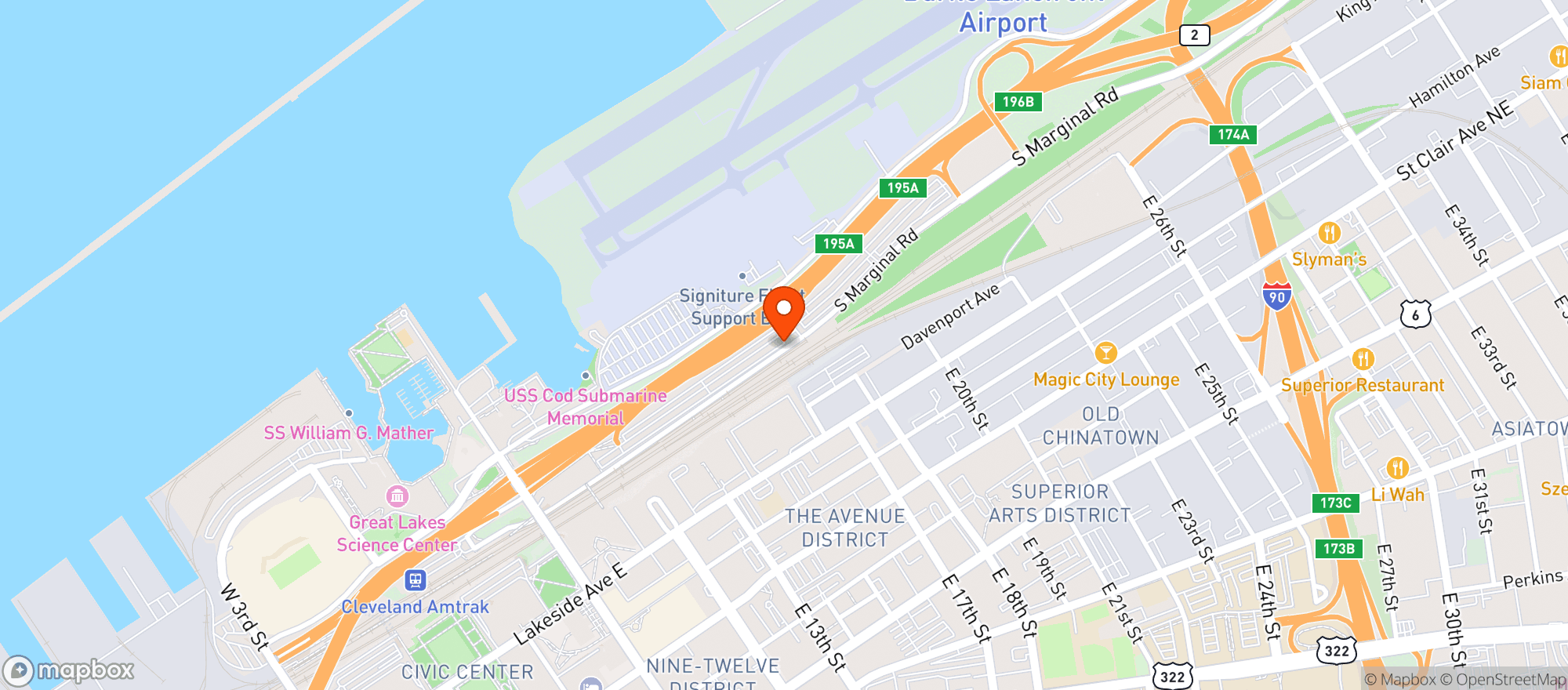 Map showing North Coast Municipal Parking Lot