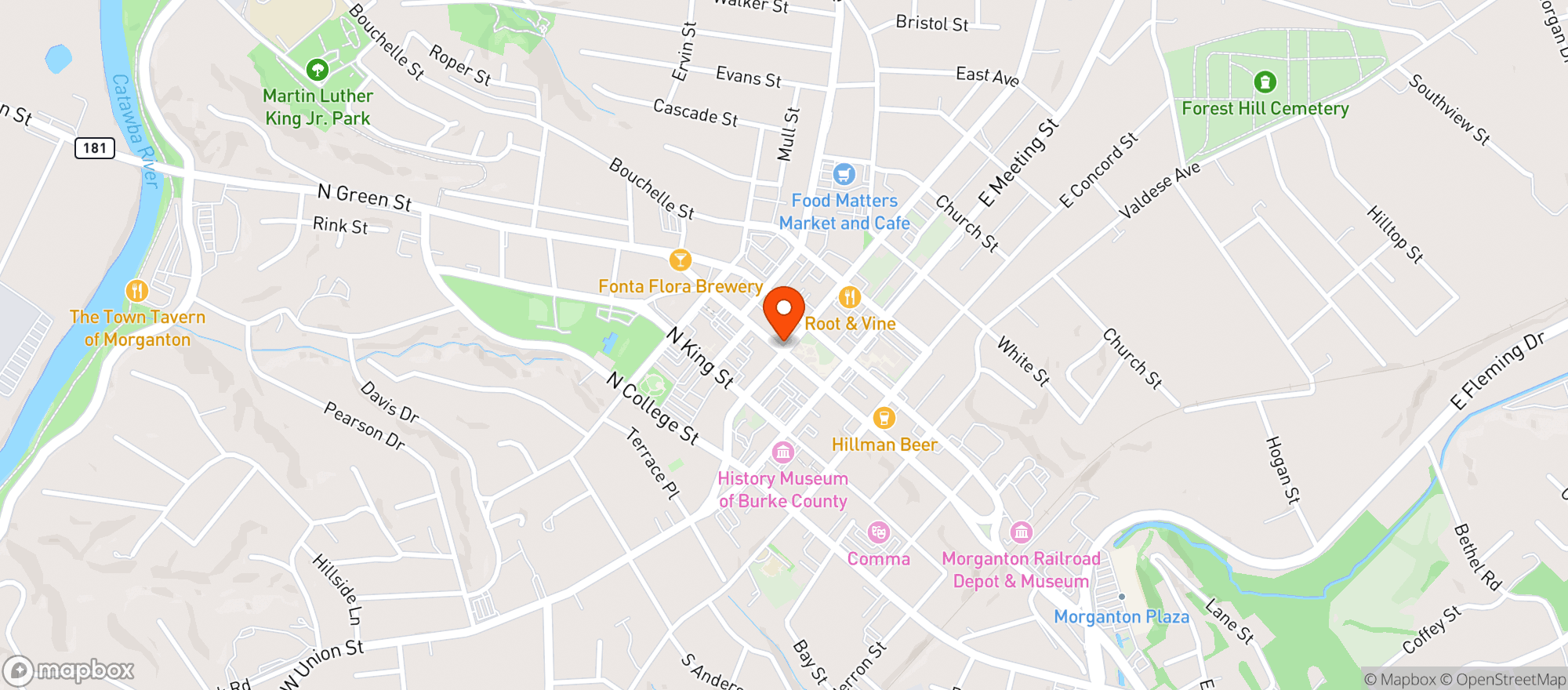 Map showing Brown Mountain Bottleworks