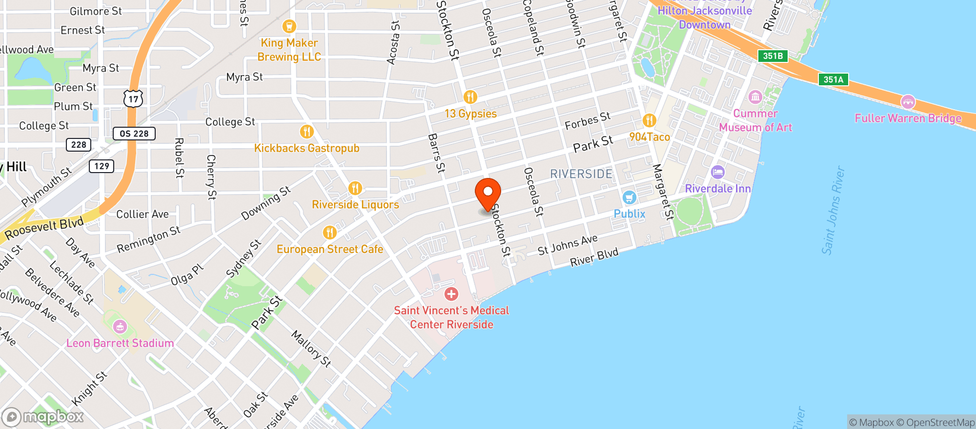 Map showing Oak And Stockton Corner Inc