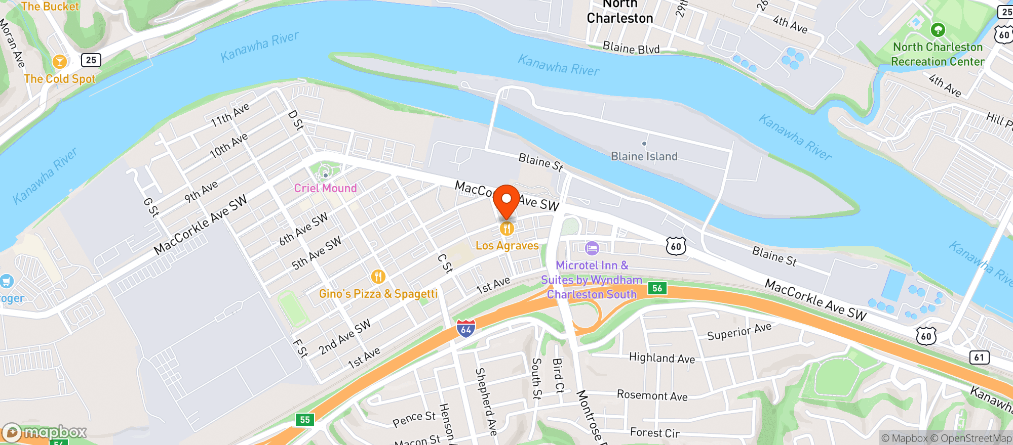 Map showing Los Agaves