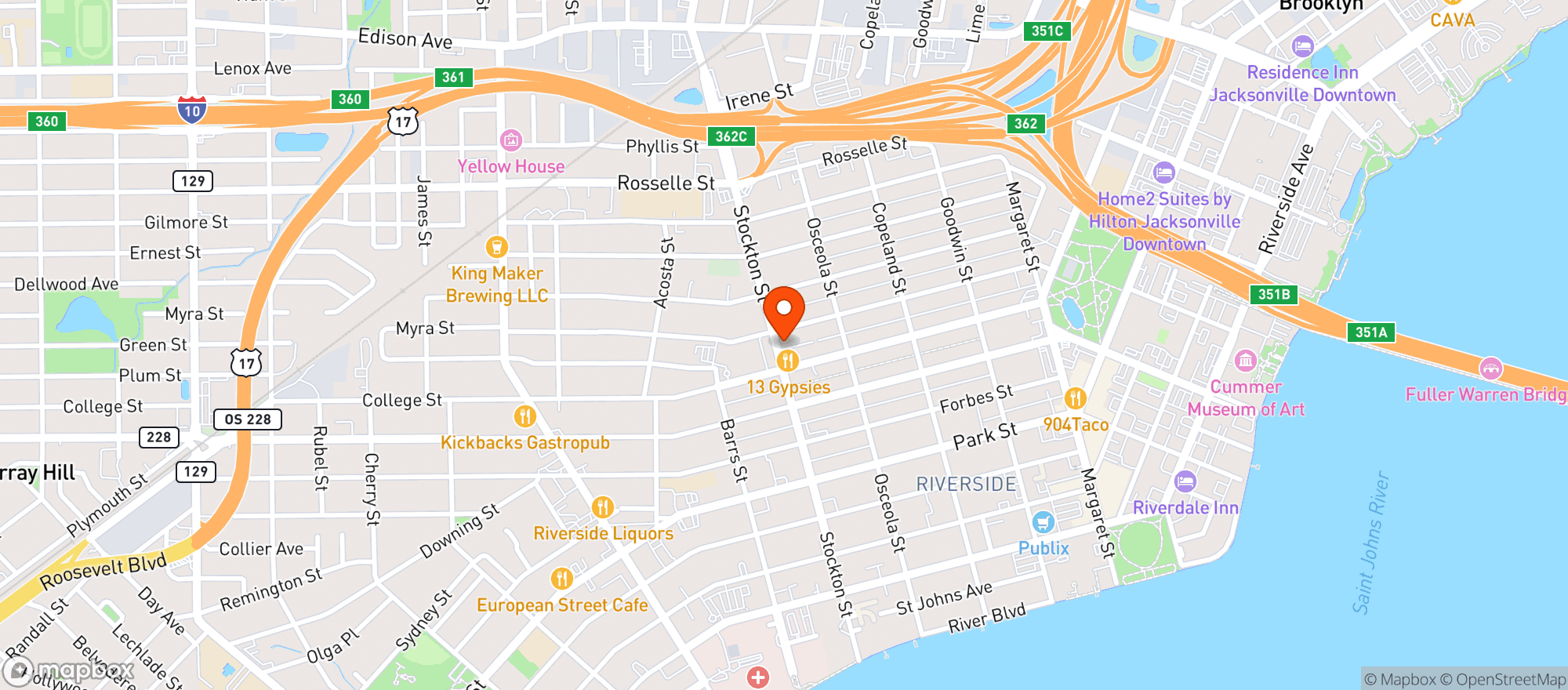 Map showing BOLD BEAN COFFEE ROASTERS - RIVERSIDE