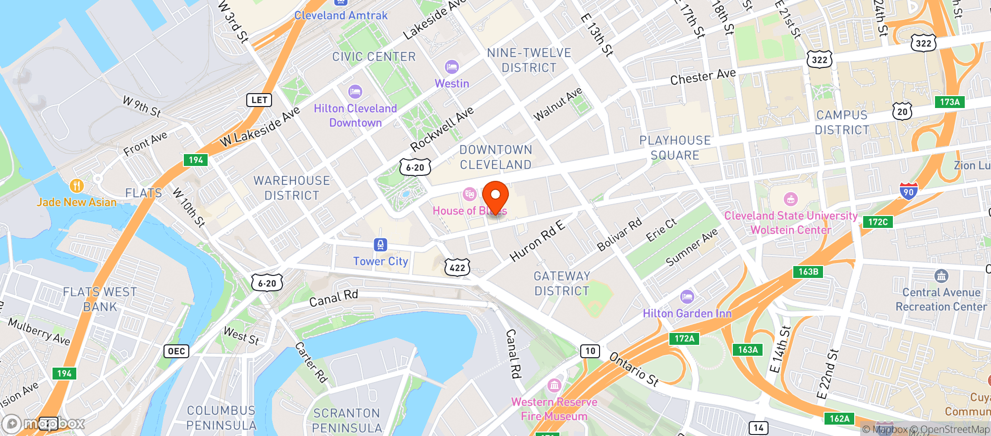 Map showing Red The Steakhouse