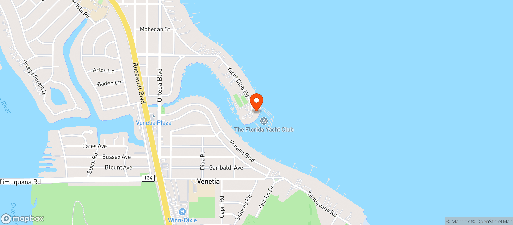 Map showing Fla Yacht Club