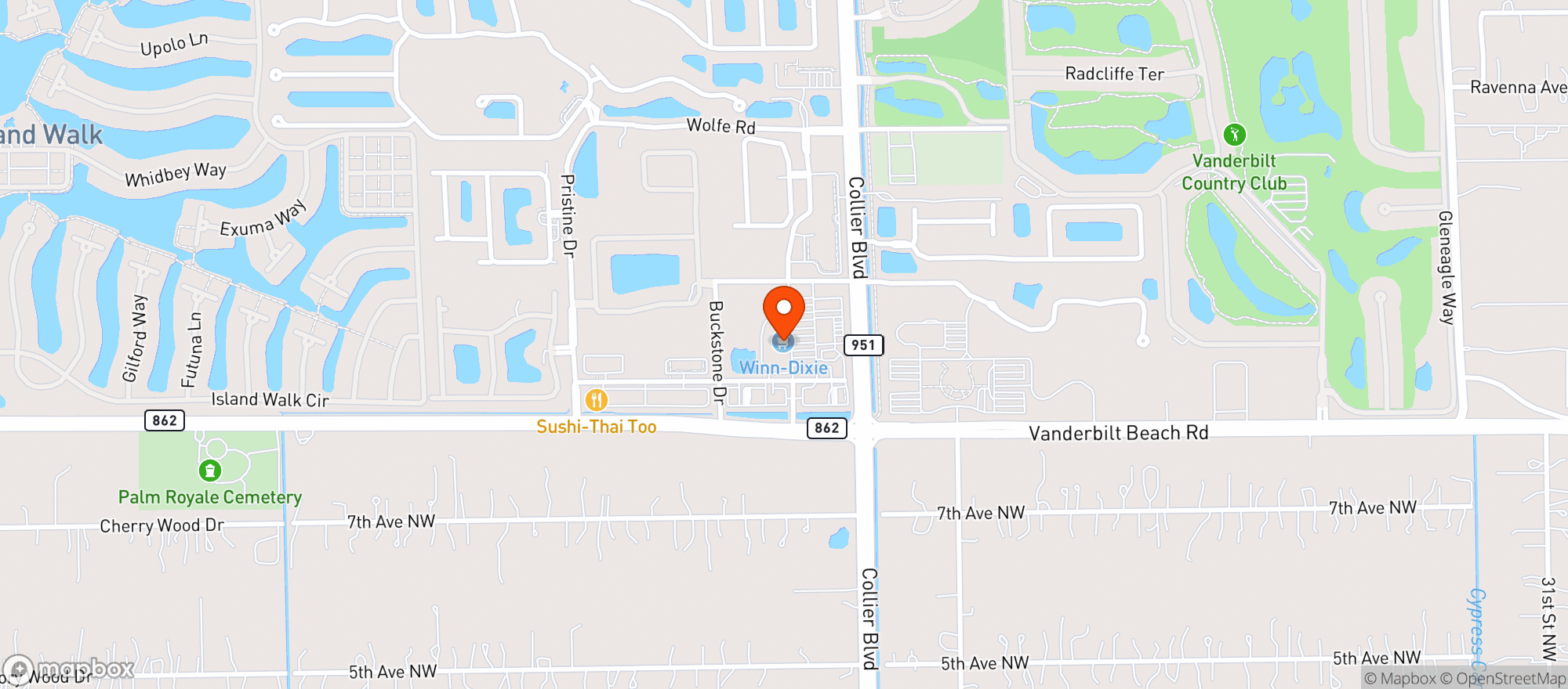 Map showing Winn-dixie Store 2515