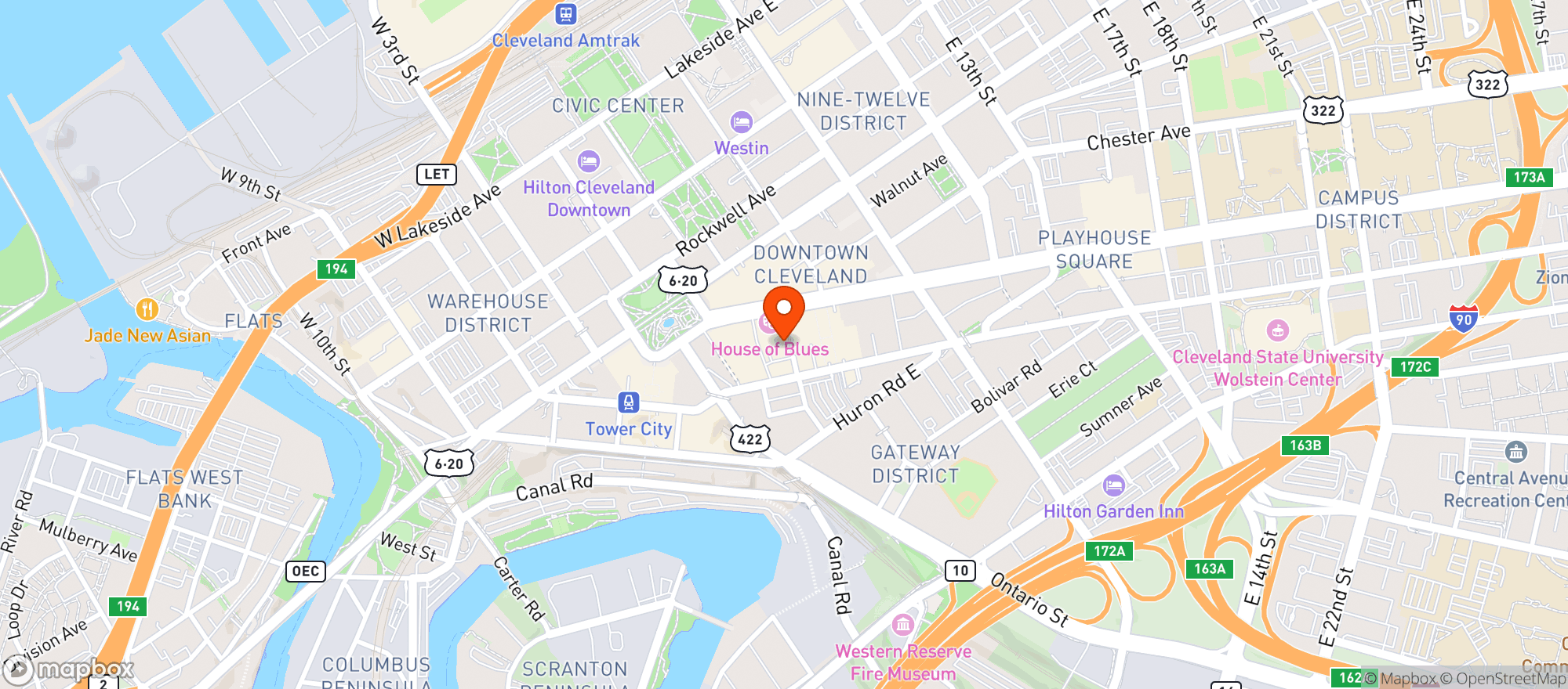 Map showing Wonder Bar Cleveland