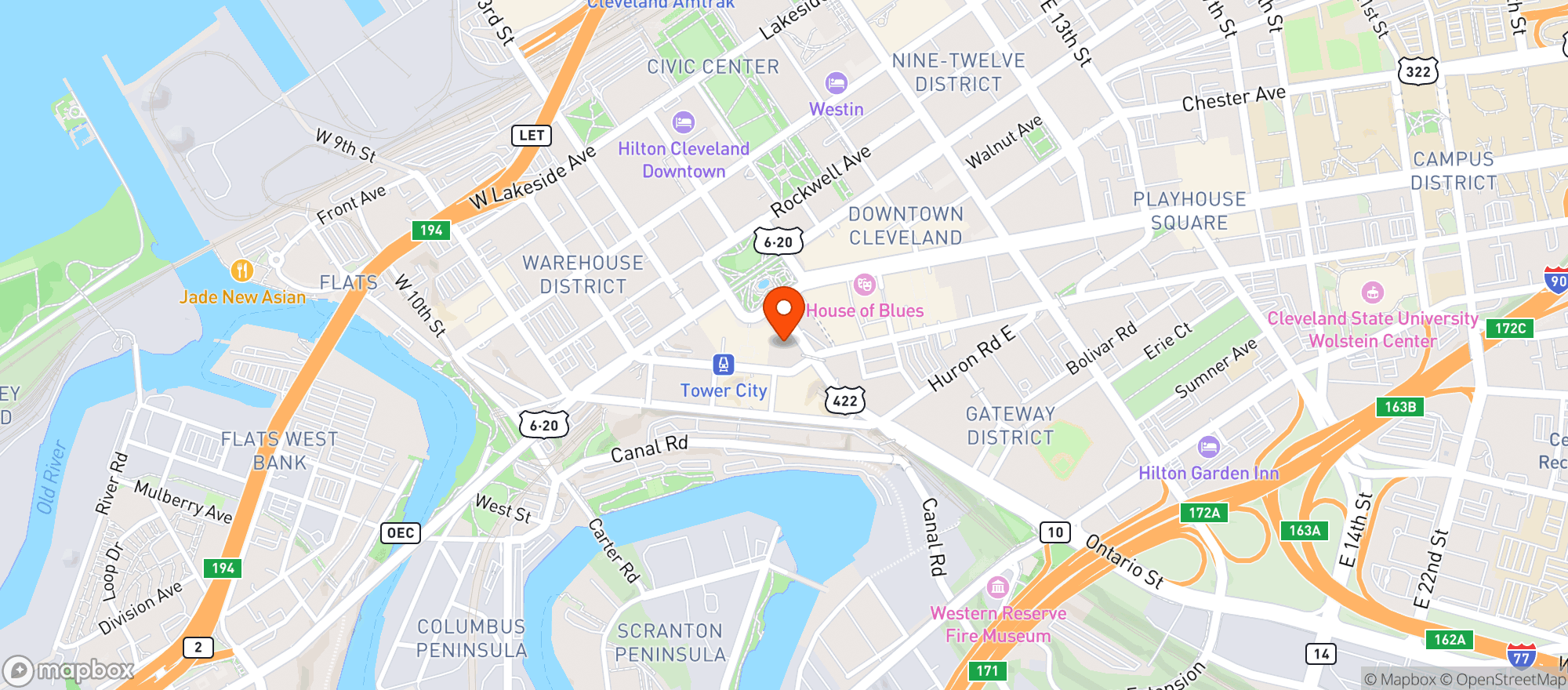 Map showing Jack Cleveland Casino