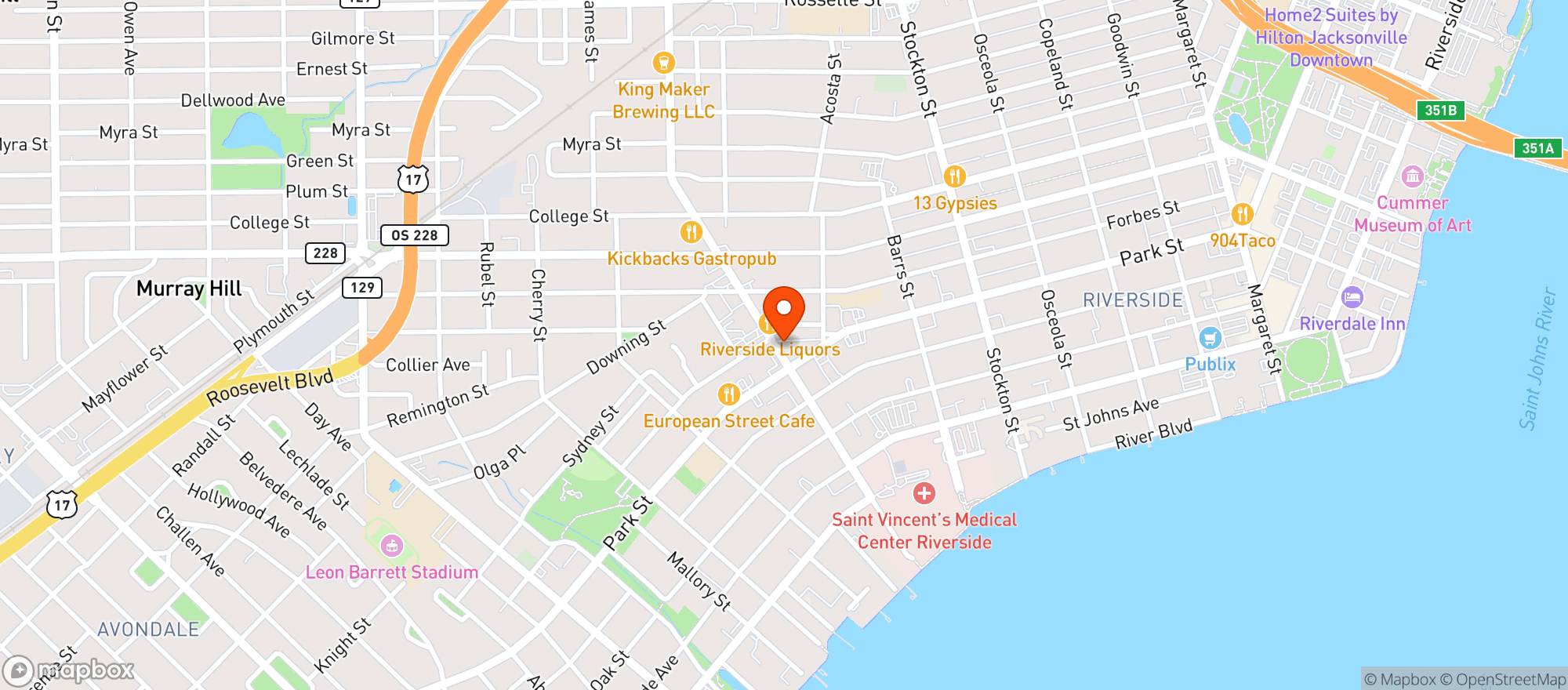 Map showing Keg N' Coin