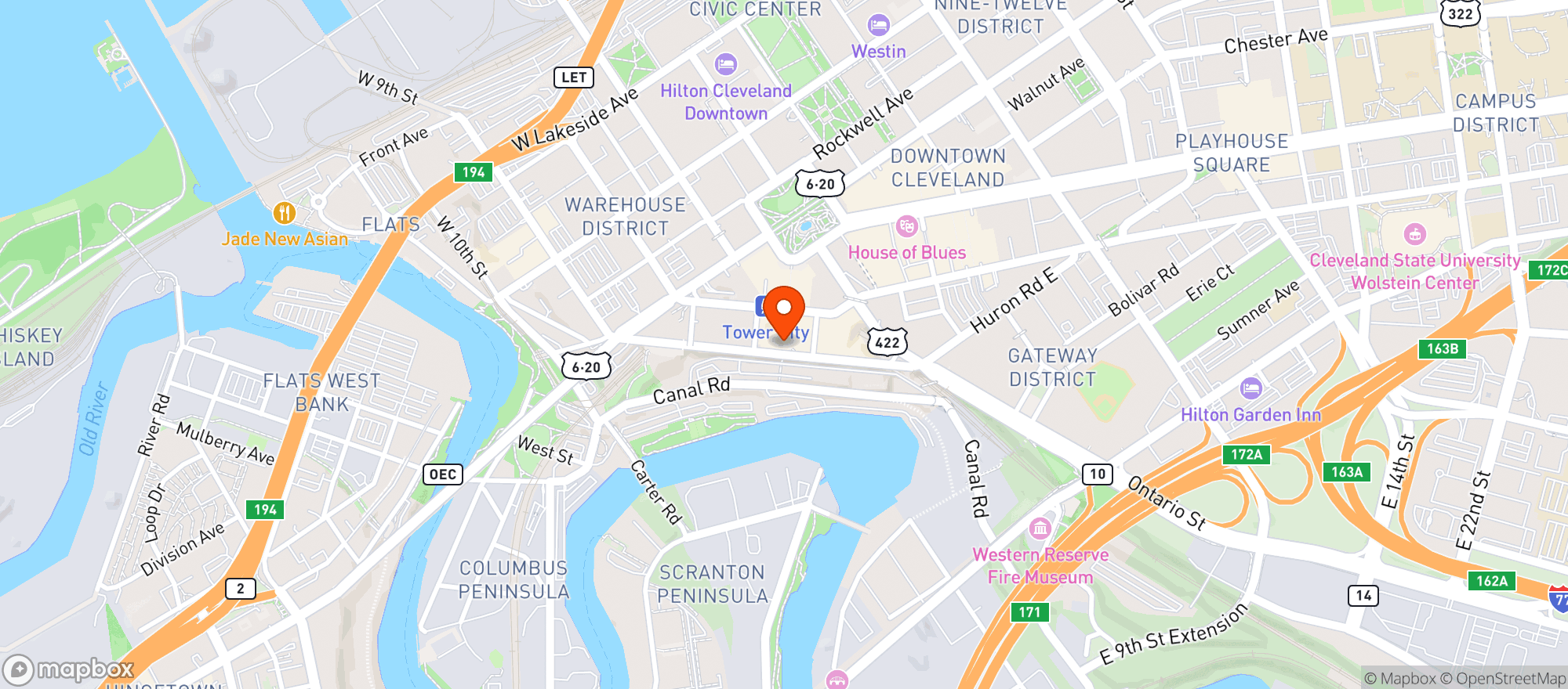 Map showing The Astro Restaurant