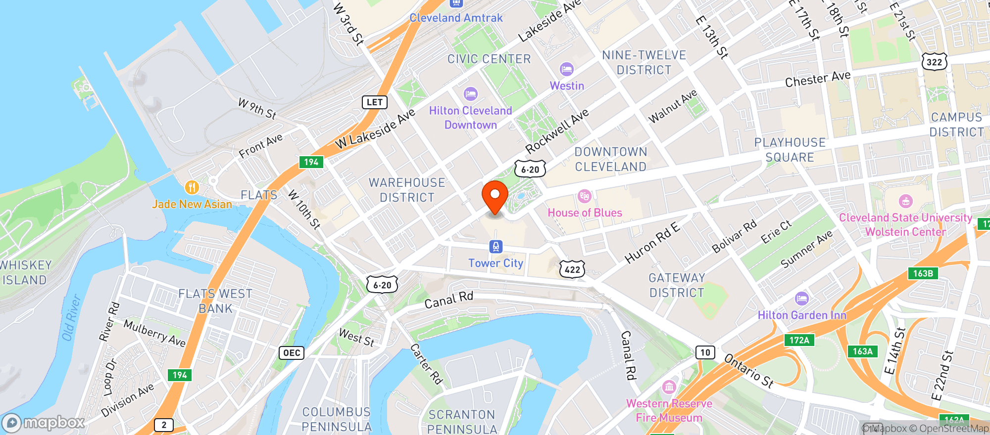 Map showing Hotel Cleveland