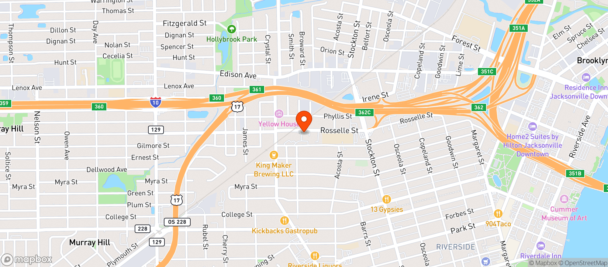 Map showing Bold City Brewery