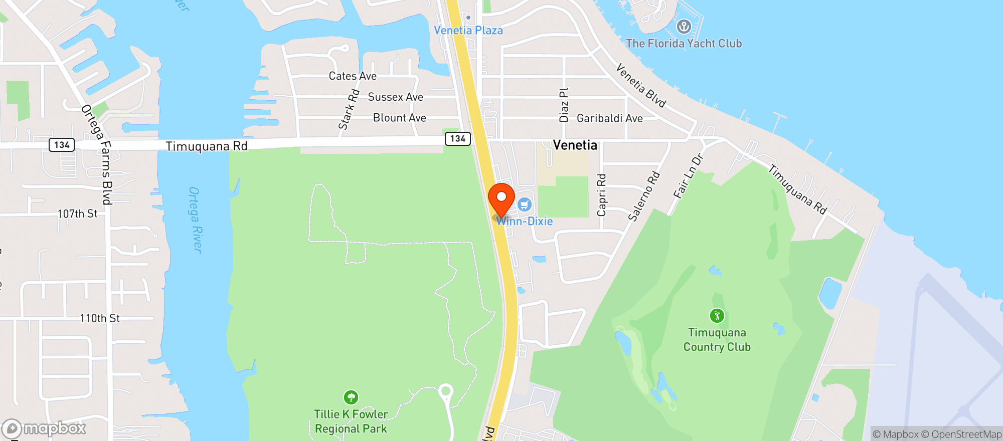 Map showing Winn Dixie