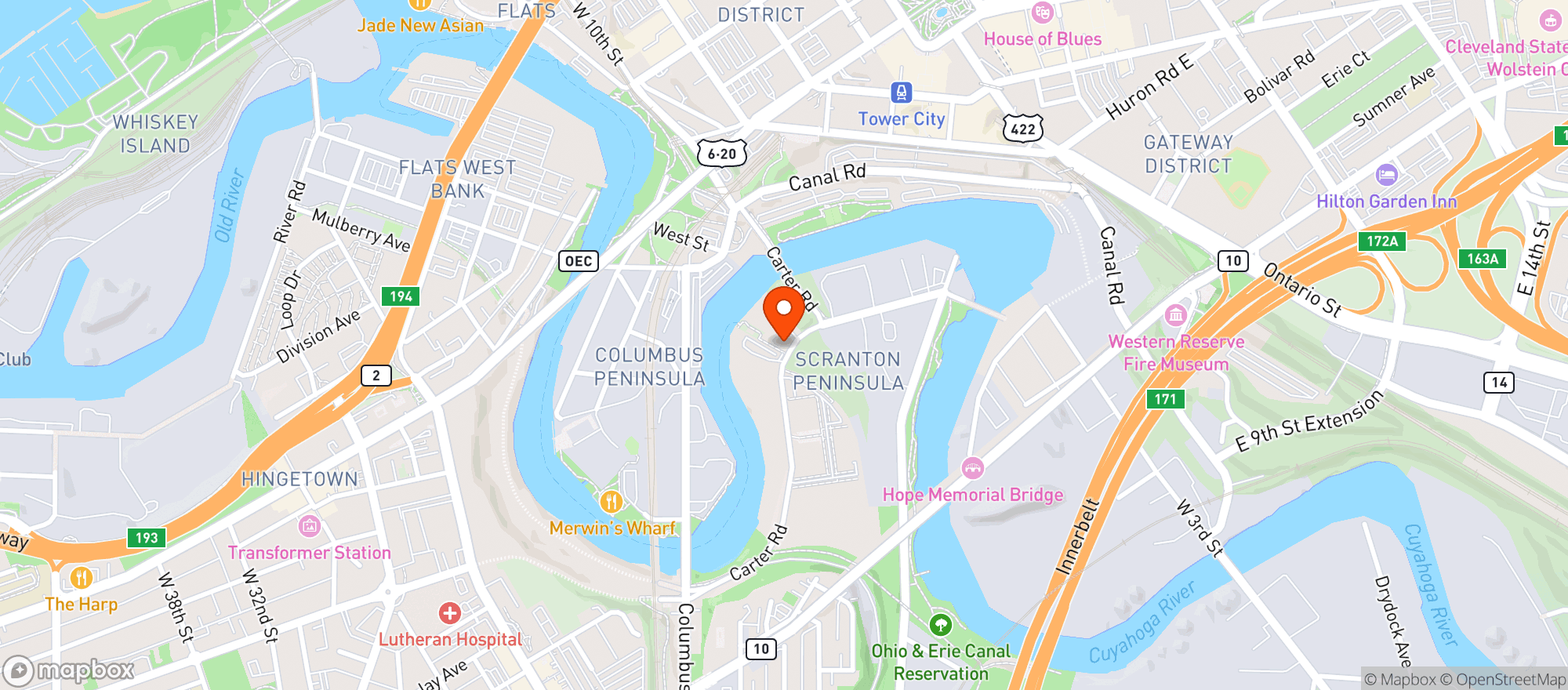 Map showing BrewDog Cleveland