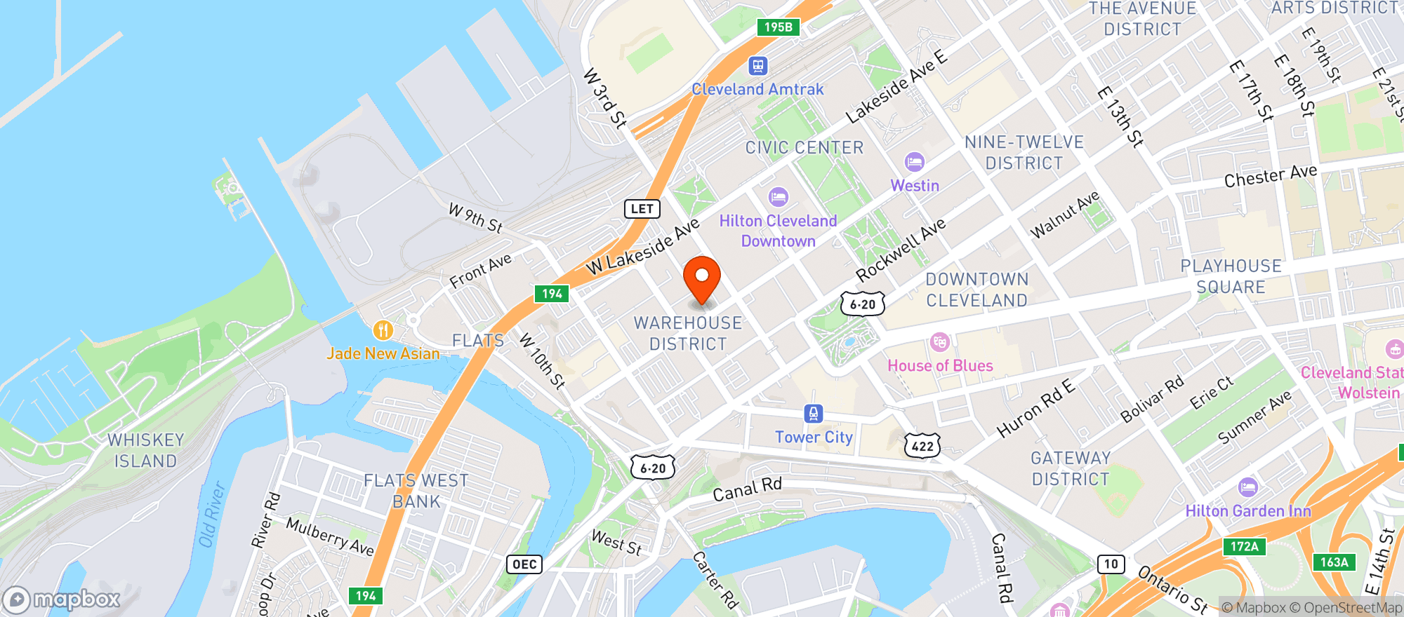 Map showing Oliva Steakhouse