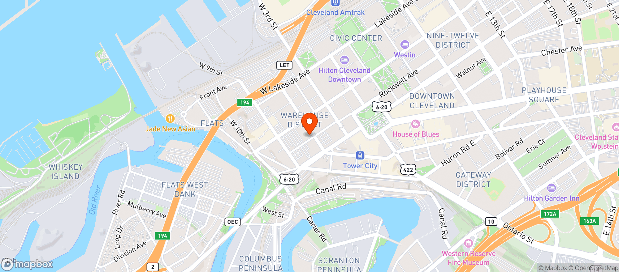 Map showing Johnnys Downtown
